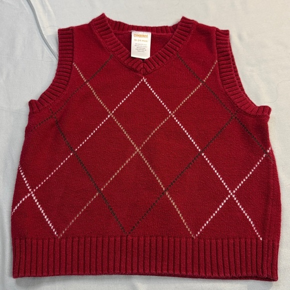 Gymboree - 18-24M - Red Argyle Sweater Vest - Picture 1 of 3